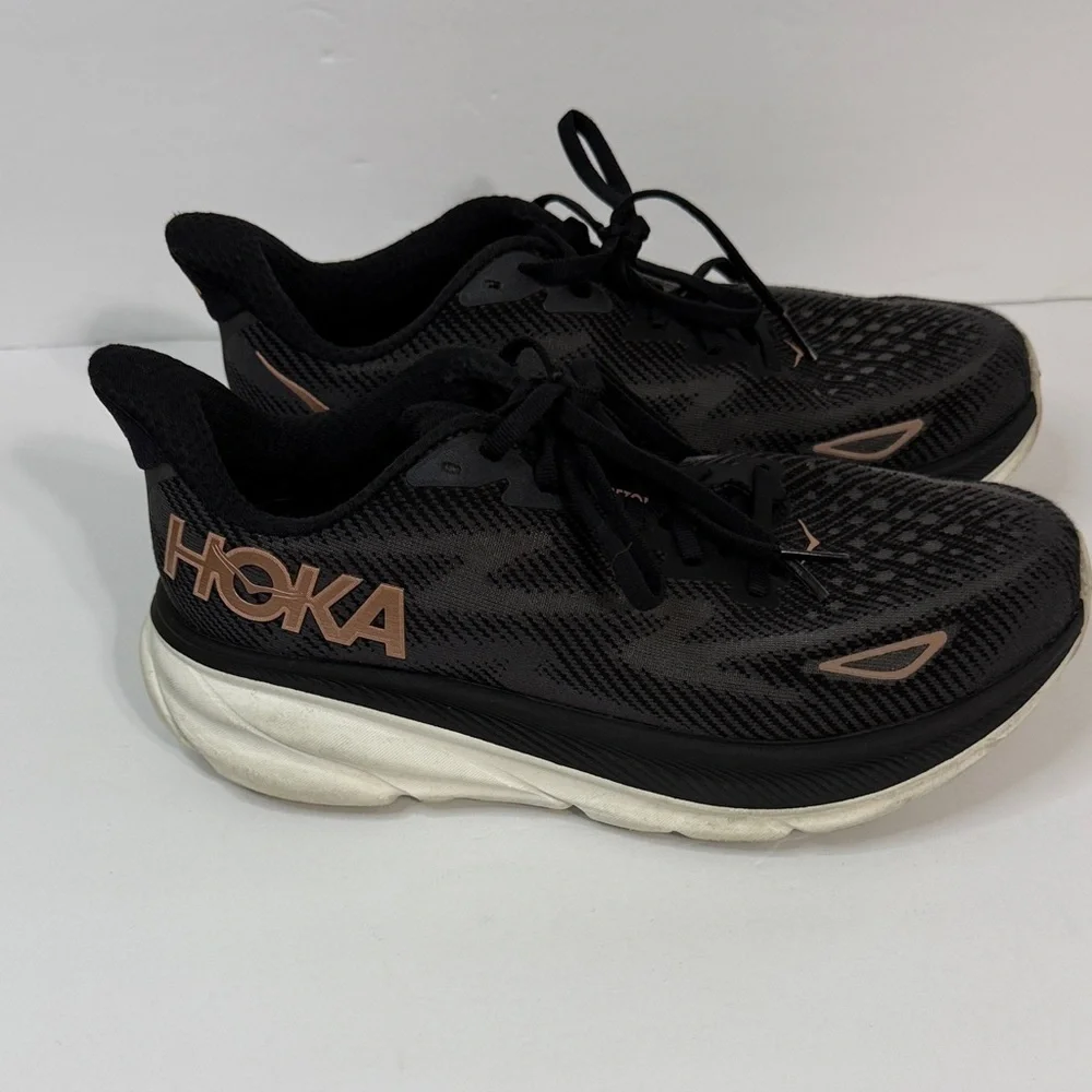 Hoka Black and Pink Athletic Shoes